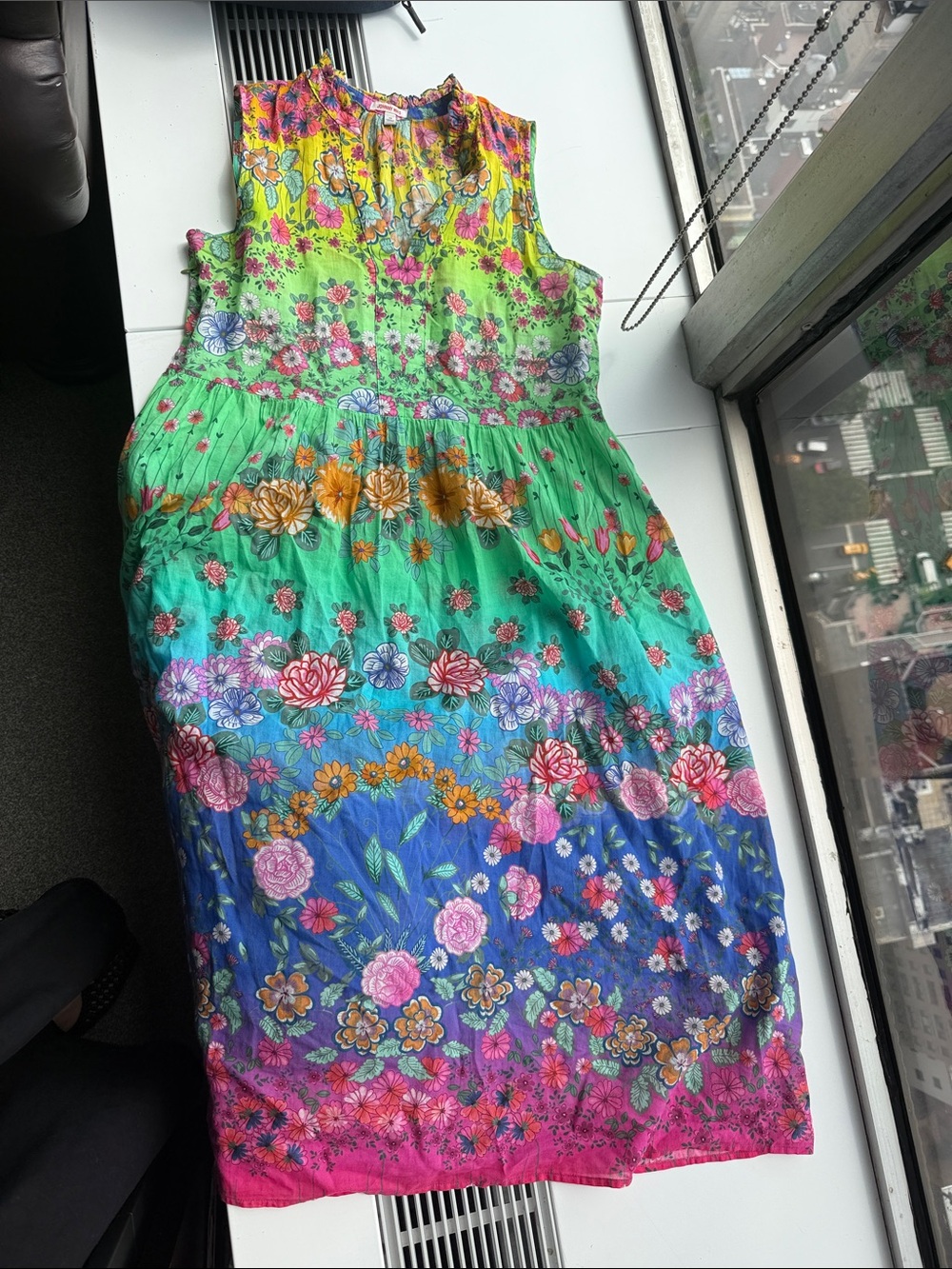 Johnny Was Multicolor Floral Sleeveless Midi Dress